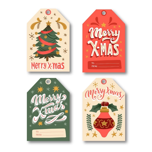 Vector hand drawn christmas label collection