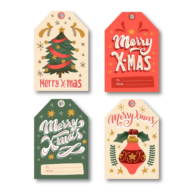 Hand drawn christmas label collection