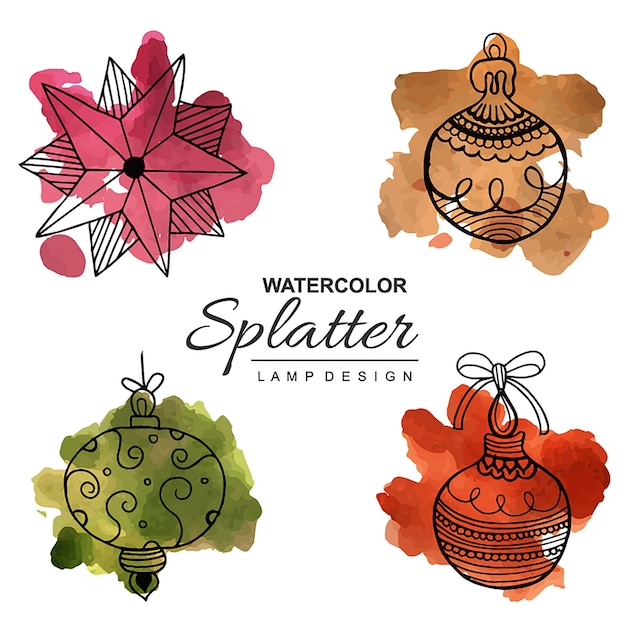 Hand drawn christmas lamps collection