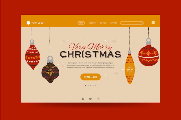 Vector hand drawn christmas landing page