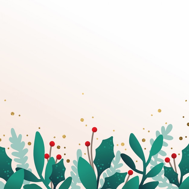 Vector hand drawn christmas leaves background