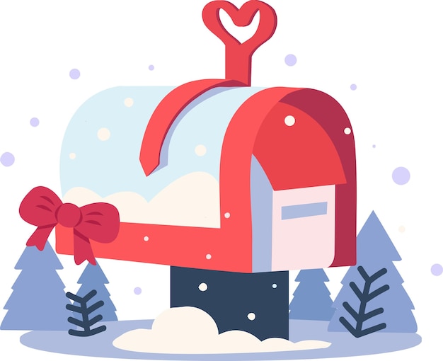 Hand Drawn Christmas mailbox in flat style