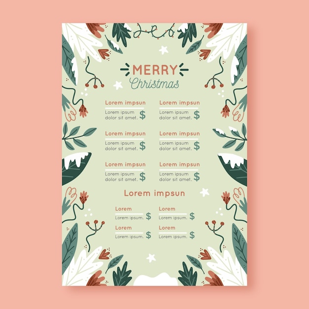 Vector hand drawn christmas menu template