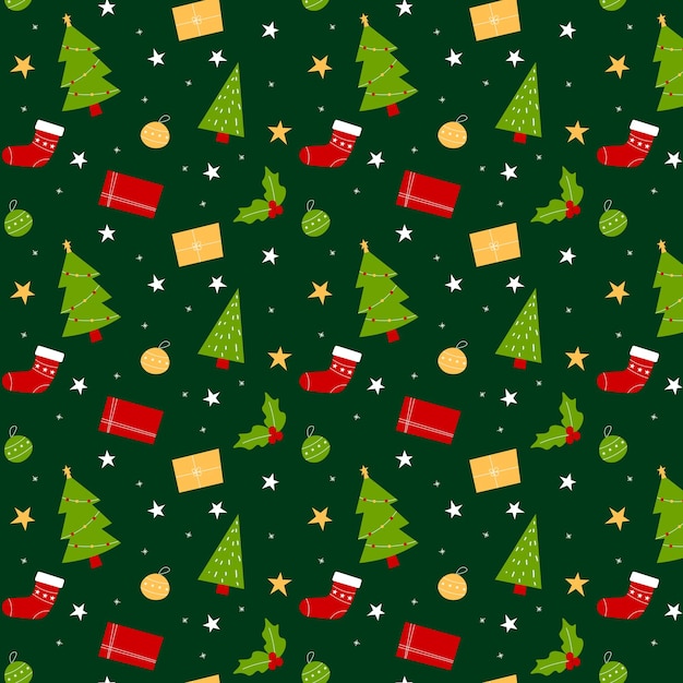 Vector hand drawn christmas pattern design background. vector illustration.