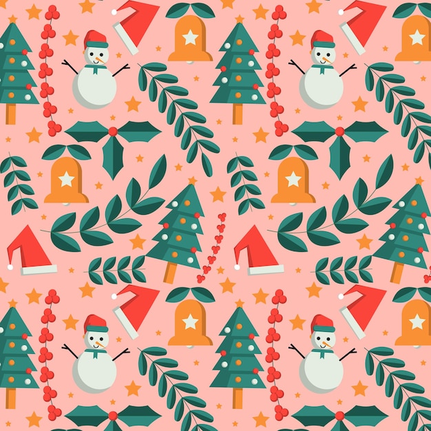 Hand drawn christmas pattern design background. Vector illustration.