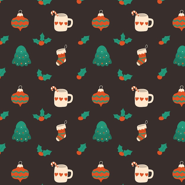 Hand drawn christmas pattern design background. vector illustration.