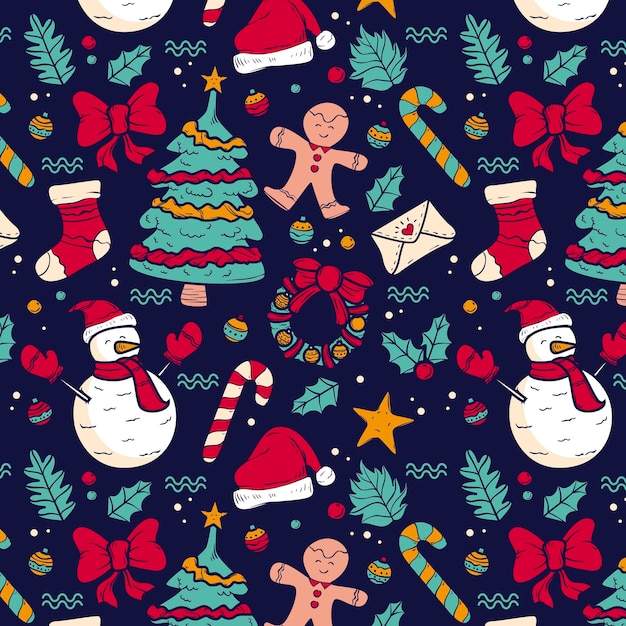 Vector hand drawn christmas pattern design