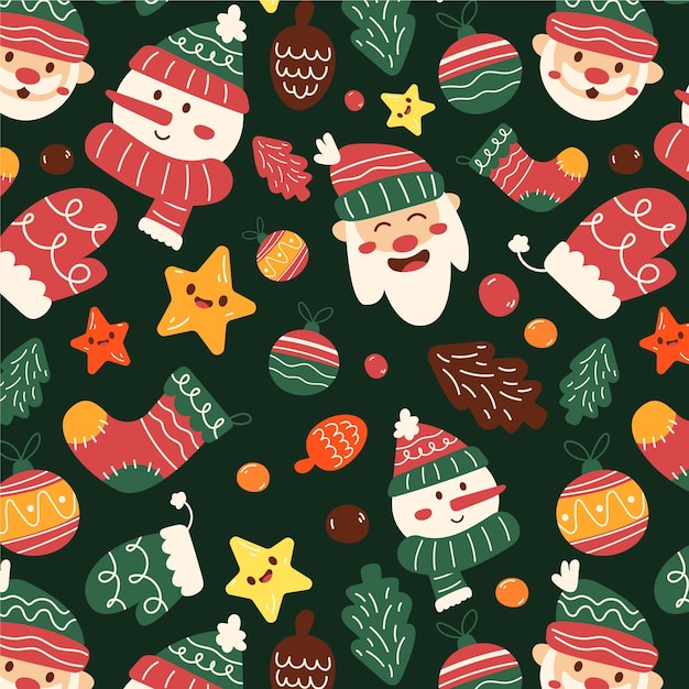 Vector hand drawn christmas pattern