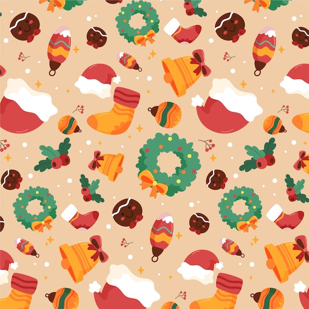 Vector hand drawn christmas pattern