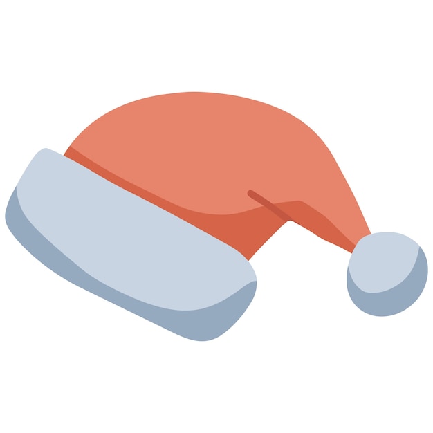 手描きのクリスマスサンタクロース帽子フリーハンド分離要素ベクトルフラットイラストのみ色...