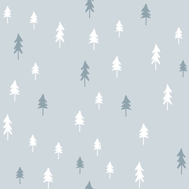 Hand drawn Christmas seamless pattern with christmas trees.