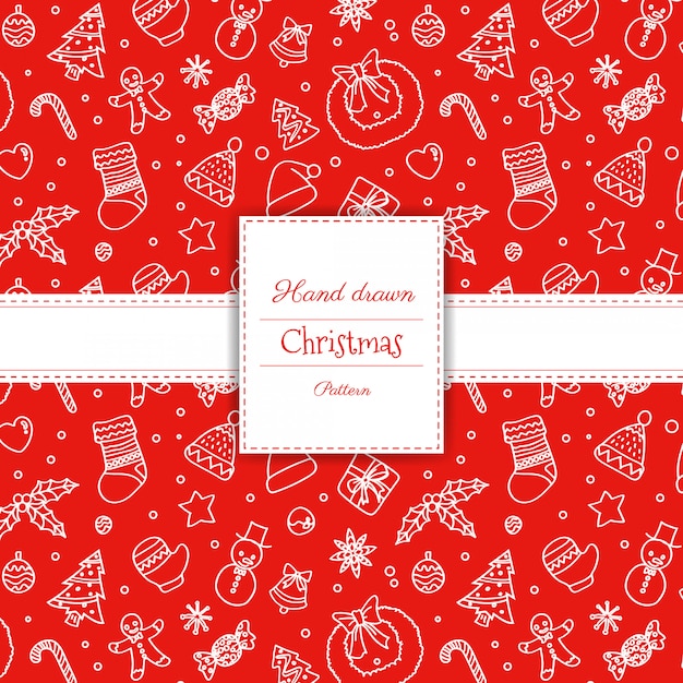 Hand drawn christmas seamless pattern