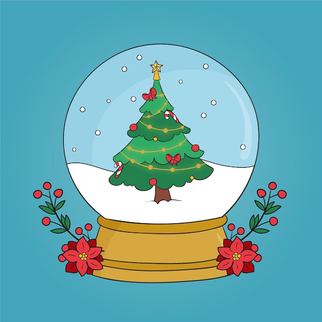 Hand drawn christmas snowball globe