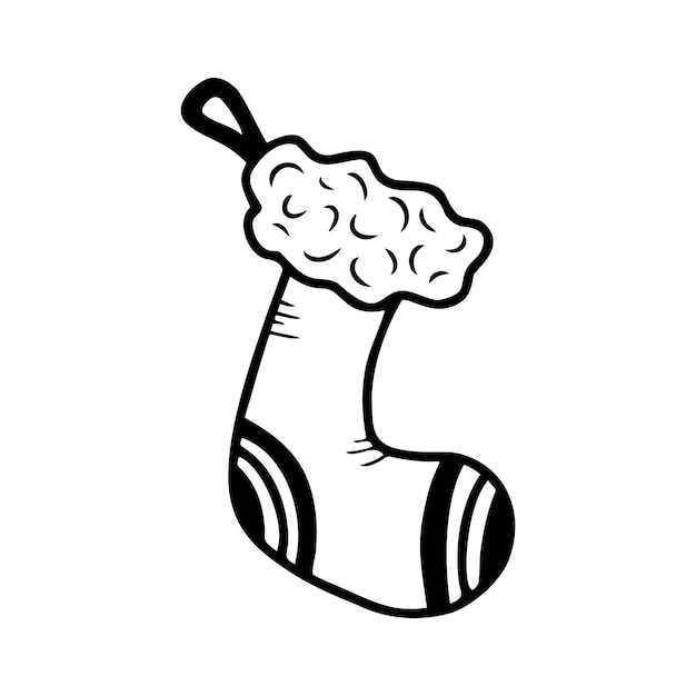 Hand drawn christmas sock for gifts isolated on a white background