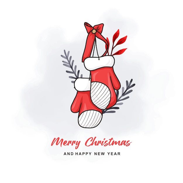 Hand drawn christmas socks for christmas card with colorful a