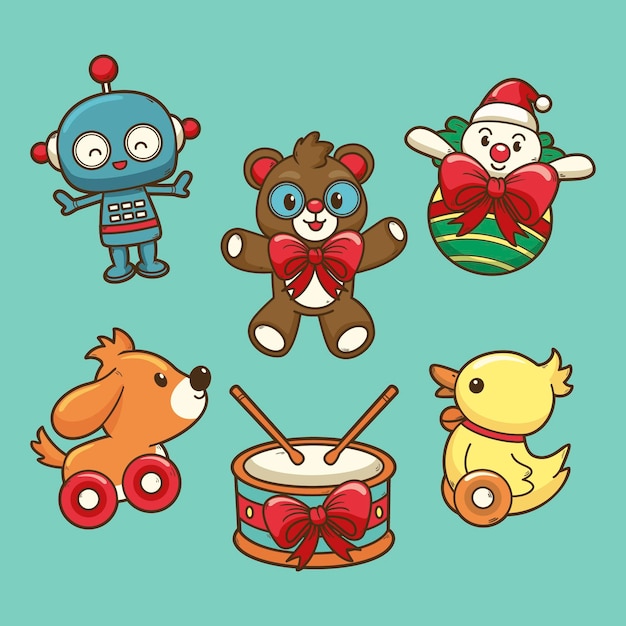 Vector hand drawn christmas toy collection