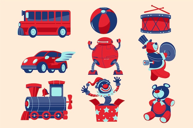 Vector hand drawn christmas toy collection