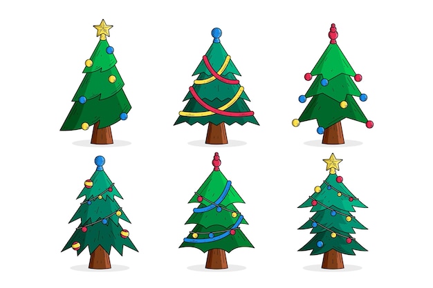 Hand drawn christmas tree collection