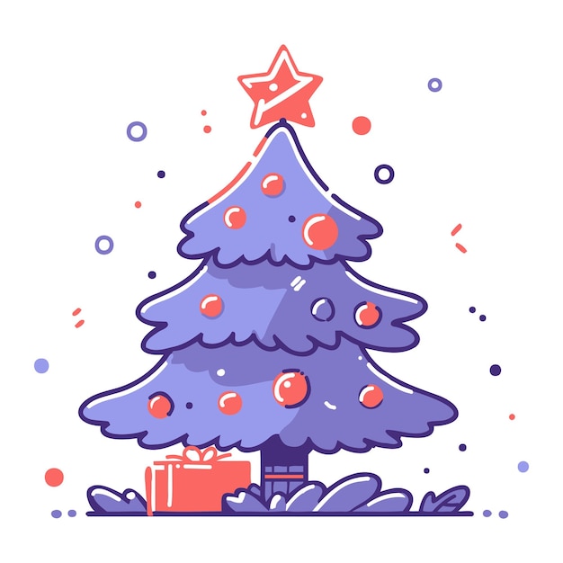 Hand Drawn christmas tree in flat style