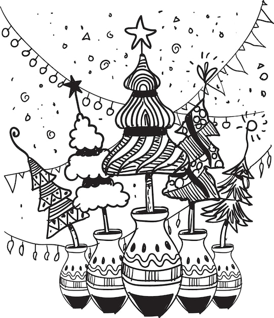 hand drawn Christmas tree vector illustration