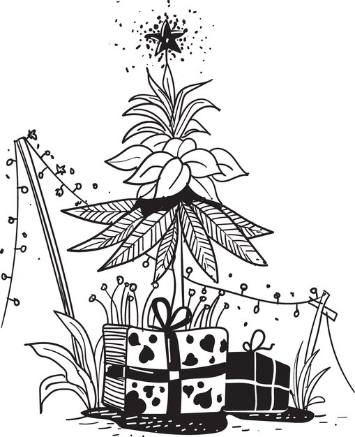 Vector hand drawn christmas tree vector illustration