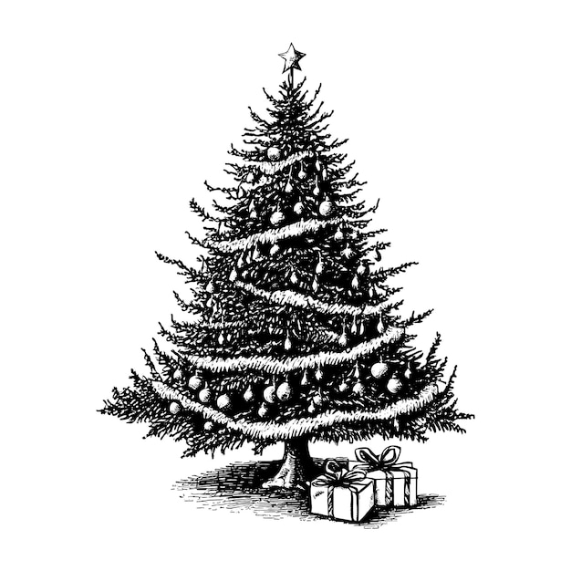 Hand drawn of christmas tree