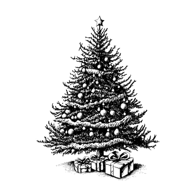 Hand drawn of christmas tree