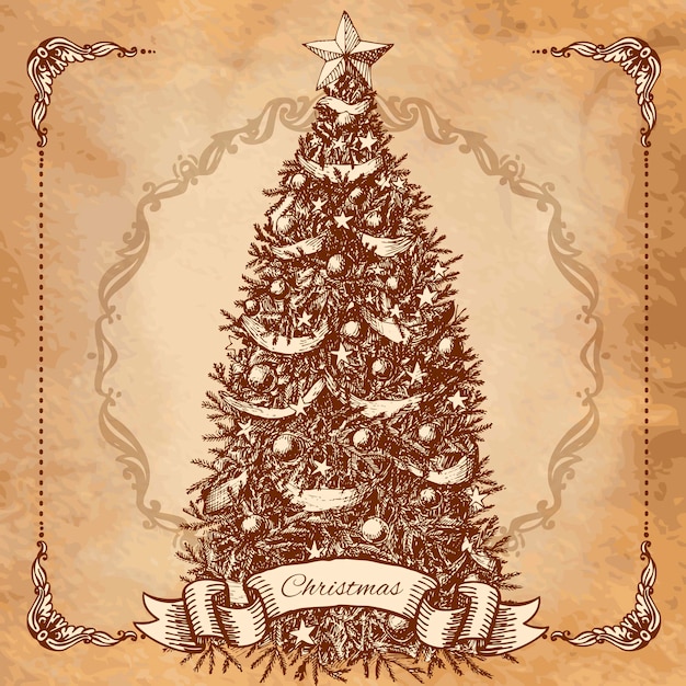 Disegnati a mano albero di natale