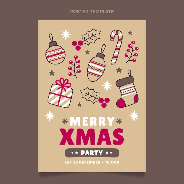 Hand drawn christmas vertical poster template