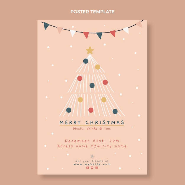 Vector hand drawn christmas vertical poster template