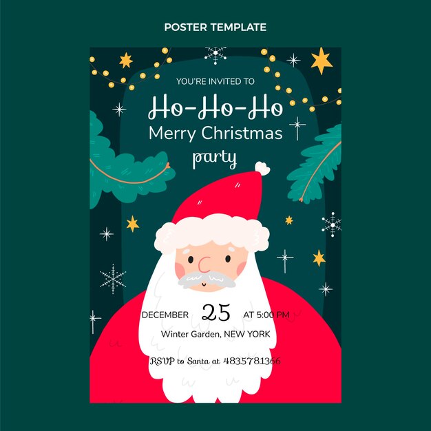 hand drawn christmas vertical poster template