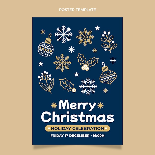 Hand drawn christmas vertical poster template