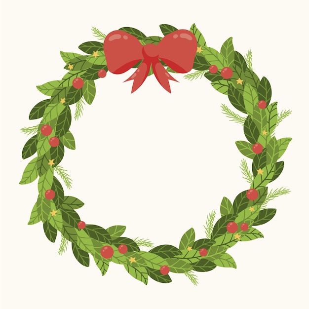 Vector hand drawn christmas wreath