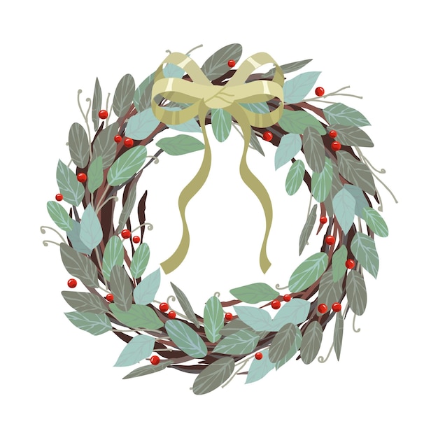 Hand drawn christmas wreath