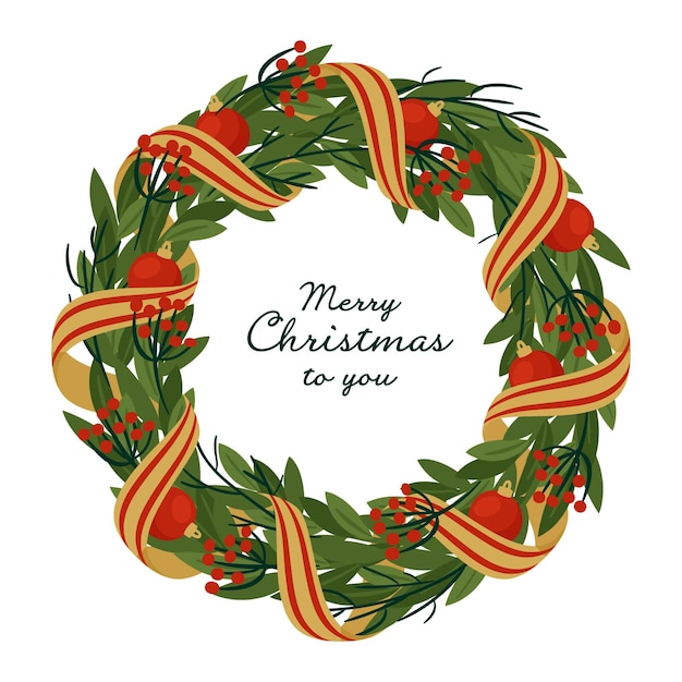 Hand drawn christmas wreath