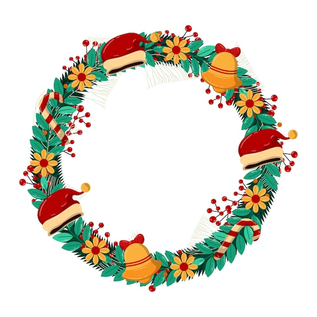 Hand drawn christmas wreath