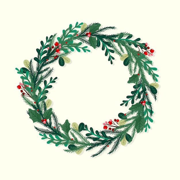 Hand drawn christmas wreath