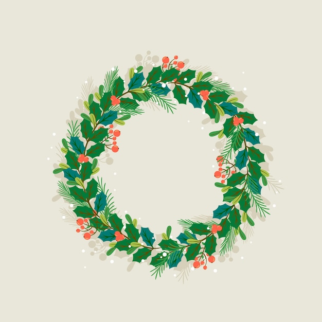 Hand drawn christmas wreath