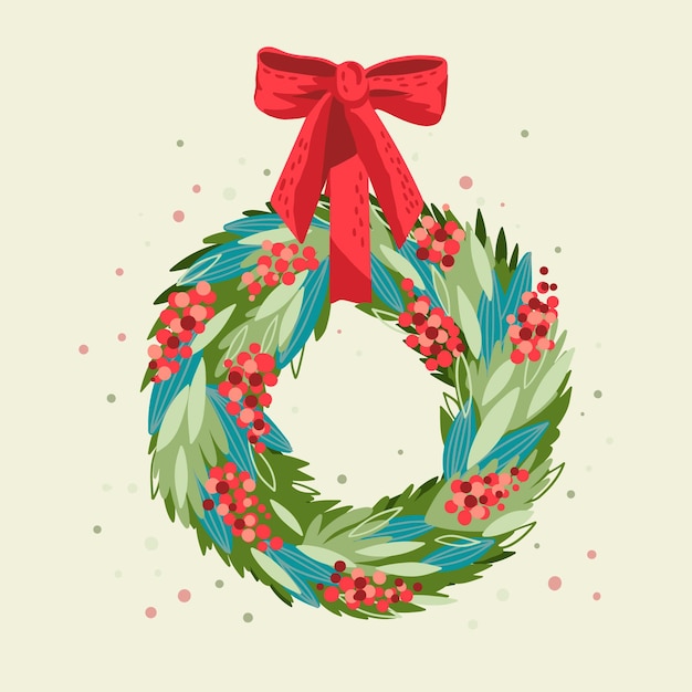 Vector hand drawn christmas wreath