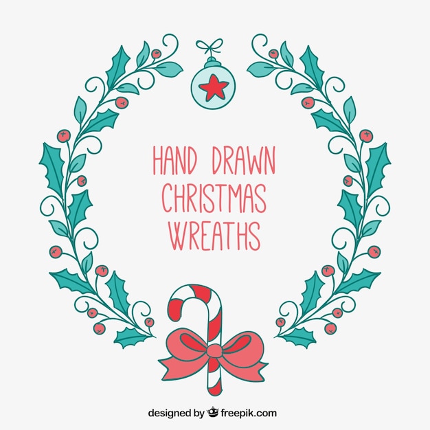 Vector hand drawn christmas wreaths