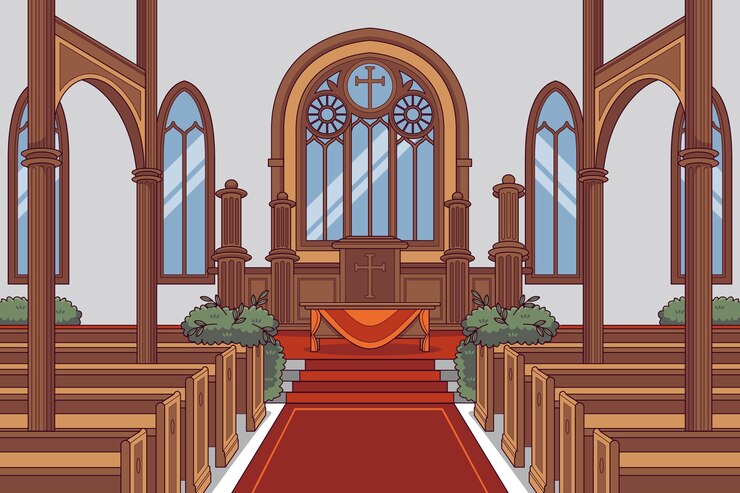 Vector 손으로 그린 교회 배경