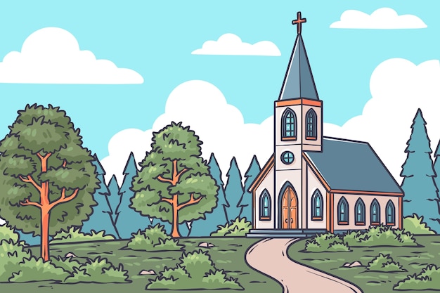 hand drawn church background