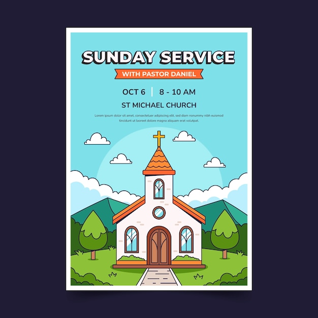 Hand drawn church poster  design