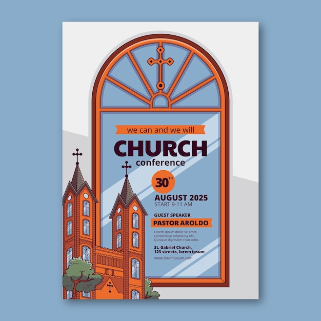 Hand drawn church poster  design