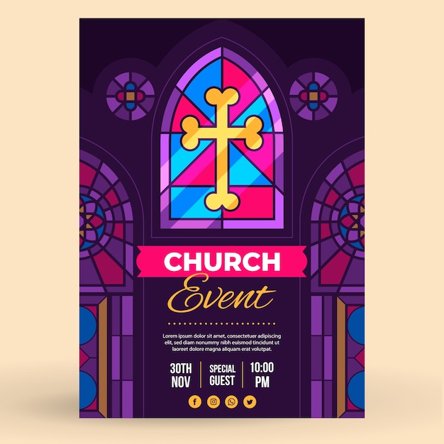 Vector hand drawn church poster template