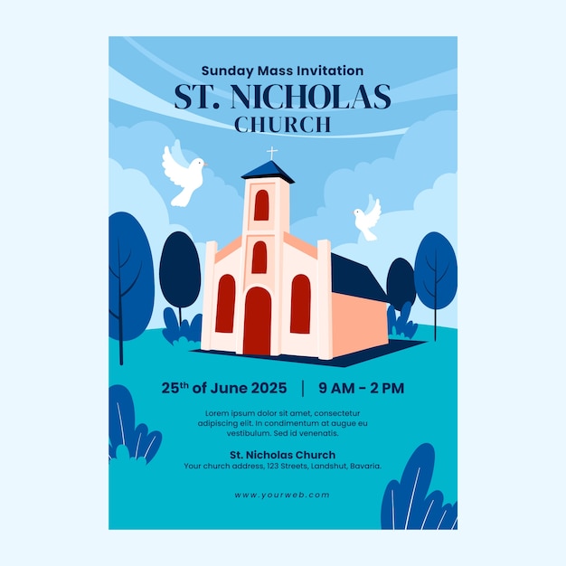 Vector hand drawn church poster template