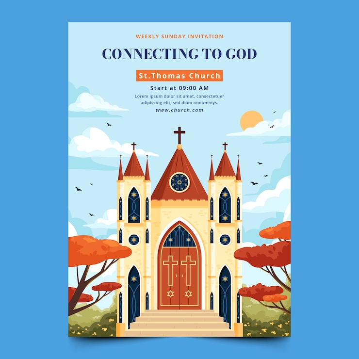Hand drawn church poster template