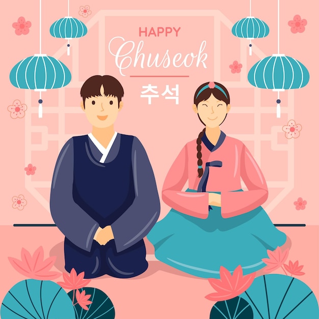 Vettore concetto di chuseok disegnato a mano