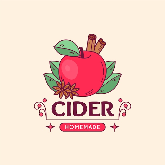 Vector hand drawn cider logo design