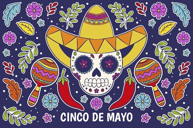 Vector hand drawn cinco de mayo background